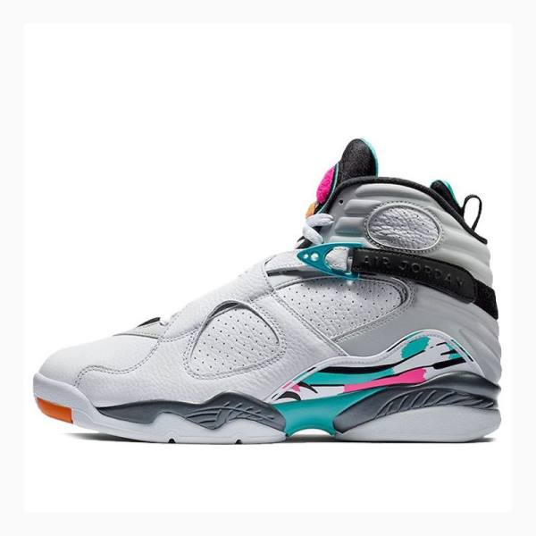 White / Purple / Blue Men\'s Nike Retro South Beach Basketball Shoes Air Jordan 8 | JD-047MK