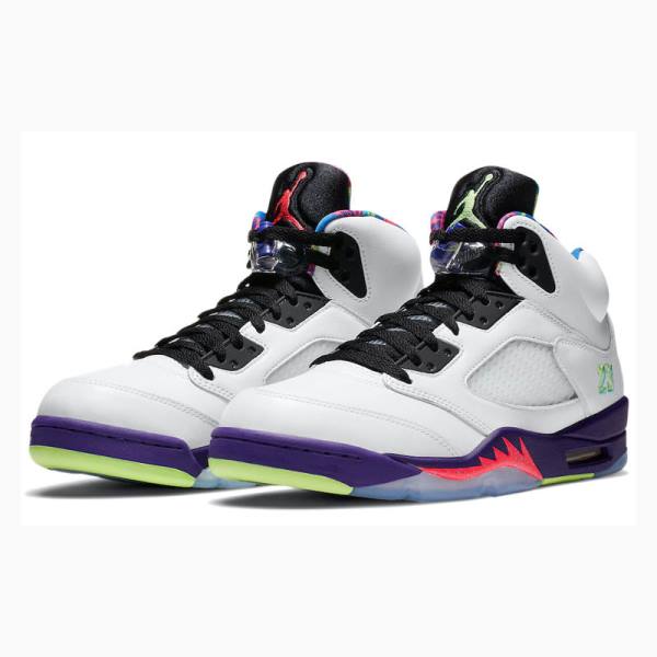 White / Purple Men's Nike Retro Alternate Bel-Air Basketball Shoes Air Jordan 5 | JD-679LF