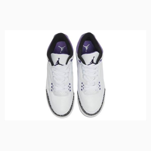 White / Purple Men's Nike Retro Dark Iris Basketball Shoes Air Jordan 3 | JD-682AC