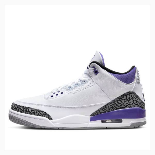 White / Purple Men\'s Nike Retro Dark Iris Basketball Shoes Air Jordan 3 | JD-682AC