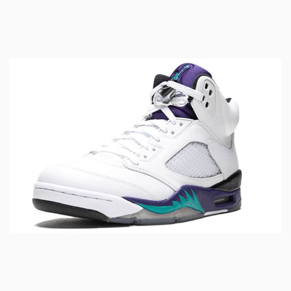 White / Purple Men's Nike Retro Grape Basketball Shoes Air Jordan 5 | JD-850WE