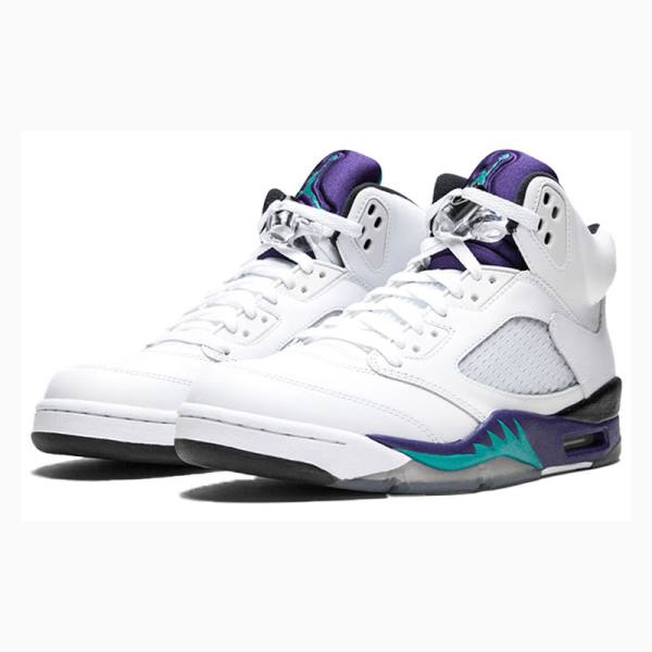 White / Purple Men's Nike Retro Grape Basketball Shoes Air Jordan 5 | JD-850WE