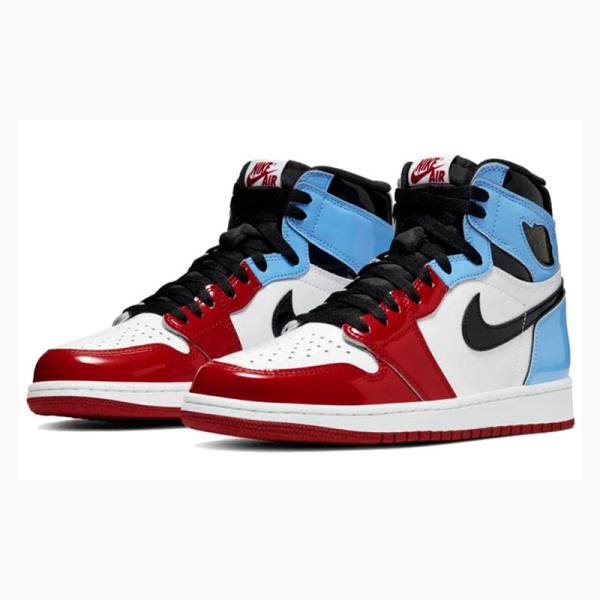 White / Red / Blue Men's Nike Retro High OG Fearless UNC Chicago Basketball Shoes Air Jordan 1 | JD-098IR