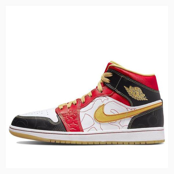 White / Red / Gold Men\'s Nike XQ 2022 Basketball Shoes Air Jordan 1 | JD-563PC