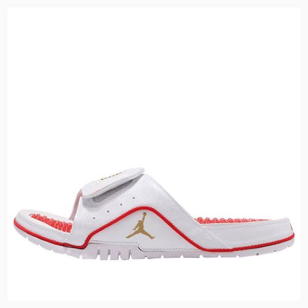 White / Red Men\'s Nike Hydro 4 Retro Slides Air Jordan | JD-065NU