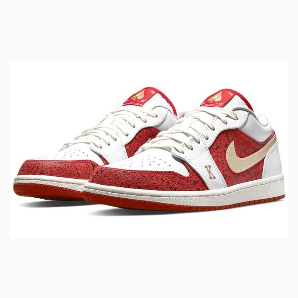 White / Red Men's Nike Low Spades Sneakers Air Jordan 1 | JD-895CF