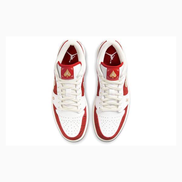 White / Red Men's Nike Low Spades Sneakers Air Jordan 1 | JD-895CF