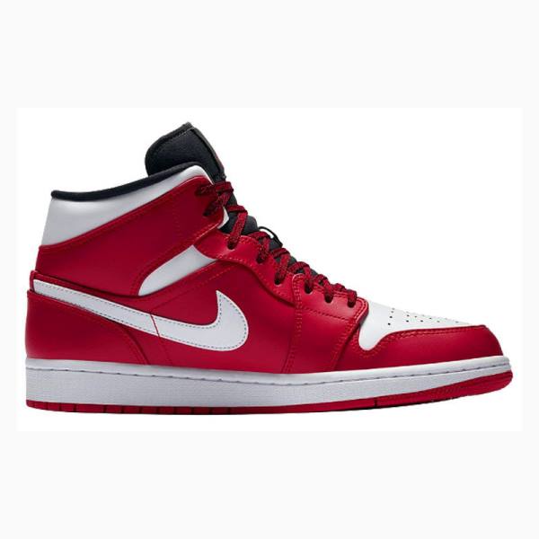 White / Red Men's Nike Mid Chicago Basketball Shoes Air Jordan 1 | JD-641BP