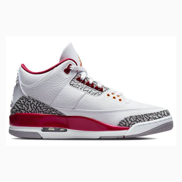 White / Red Men's Nike Retro Cardinal Basketball Shoes Air Jordan 3 | JD-532EO