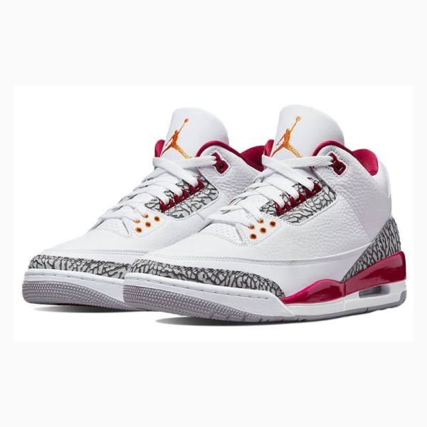 White / Red Men's Nike Retro Cardinal Basketball Shoes Air Jordan 3 | JD-532EO