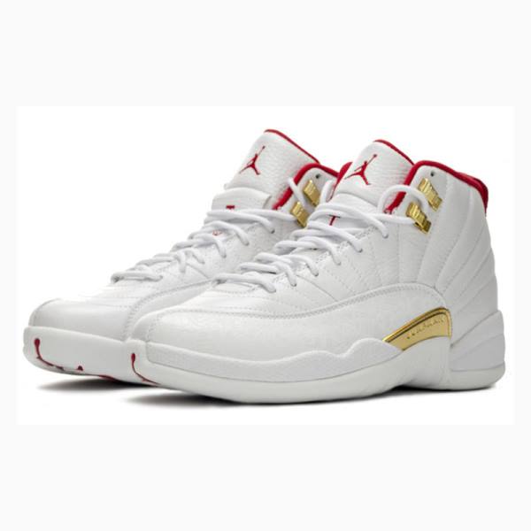 White / Red Men's Nike Retro FIBA Basketball Shoes Air Jordan 12 | JD-092WY