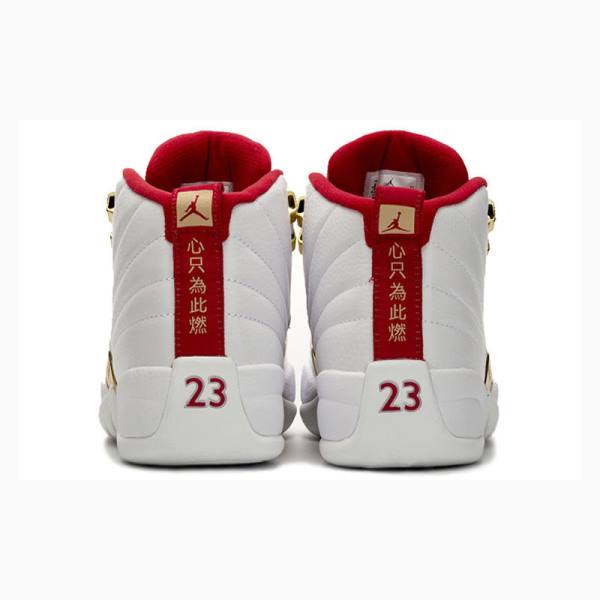 White / Red Men's Nike Retro FIBA Basketball Shoes Air Jordan 12 | JD-092WY