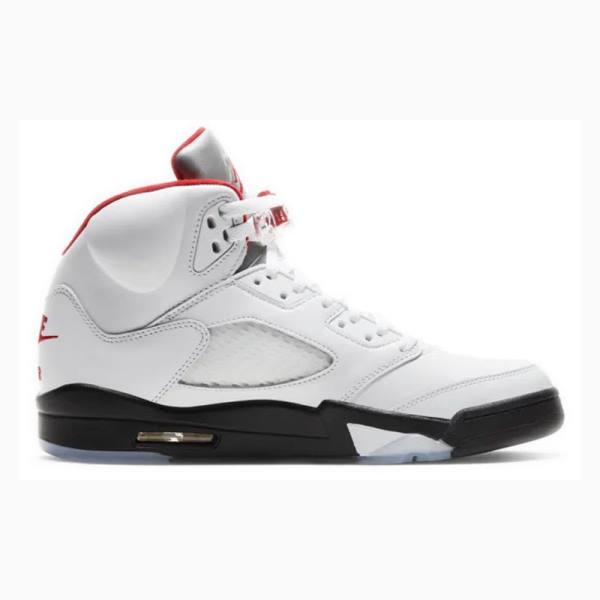 White / Red Men's Nike Retro Fire Basketball Shoes Air Jordan 5 | JD-095QI