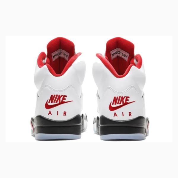 White / Red Men's Nike Retro Fire Basketball Shoes Air Jordan 5 | JD-095QI