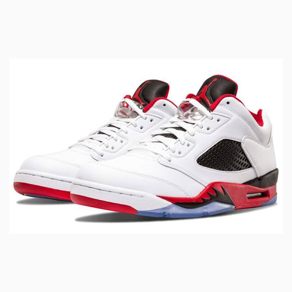 White / Red Men's Nike Retro Low Sneakers Air Jordan 5 | JD-028VL