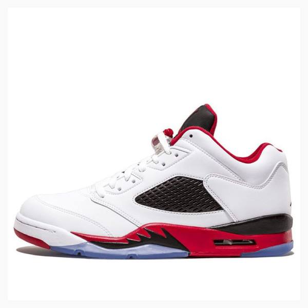 White / Red Men\'s Nike Retro Low Sneakers Air Jordan 5 | JD-028VL