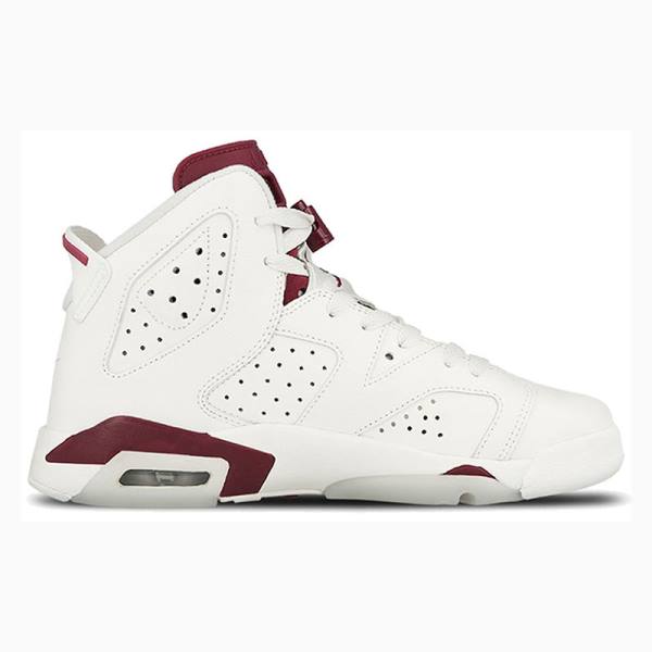 White / Red Men's Nike Retro Maroon Basketball Shoes Air Jordan 6 | JD-507WJ