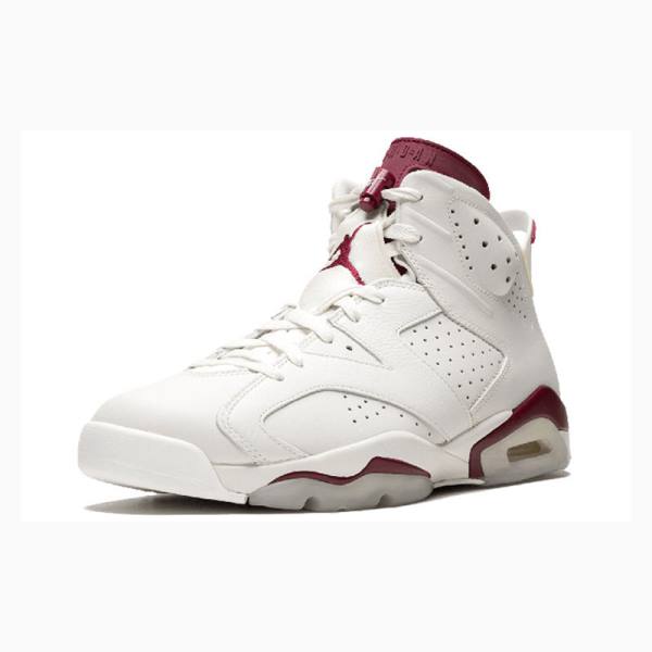 White / Red Men's Nike Retro Maroon Basketball Shoes Air Jordan 6 | JD-507WJ