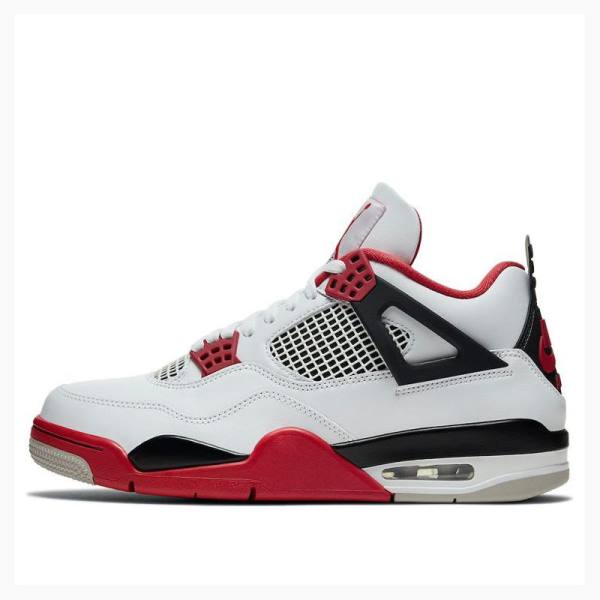 White / Red Men\'s Nike Retro OG Fire Red Basketball Shoes Air Jordan 4 | JD-370FP