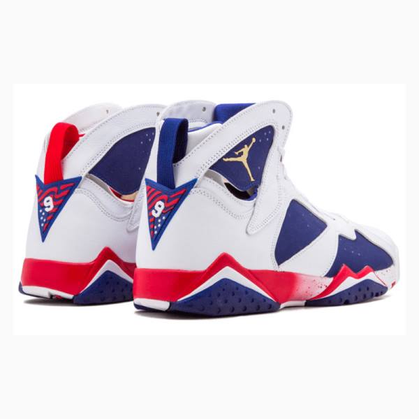 White / Red / Navy Men's Nike Retro Olympic Tinker Alternate Basketball Shoes Air Jordan 7 | JD-274WT