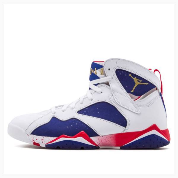 White / Red / Navy Men\'s Nike Retro Olympic Tinker Alternate Basketball Shoes Air Jordan 7 | JD-274WT