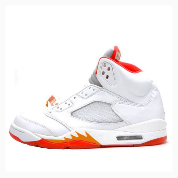 White / Red Women\'s Nike Retro Sunset Basketball Shoes Air Jordan 5 | JD-281BG