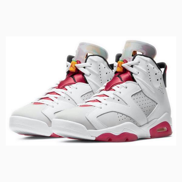 White / Rose Men's Nike Retro Hare Basketball Shoes Air Jordan 6 | JD-813QP