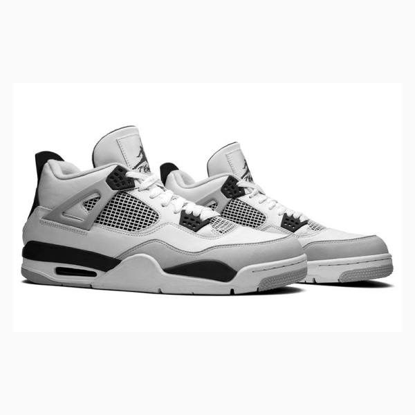 White / Silver Men's Nike Retro Military Black Basketball Shoes Air Jordan 4 | JD-384DW