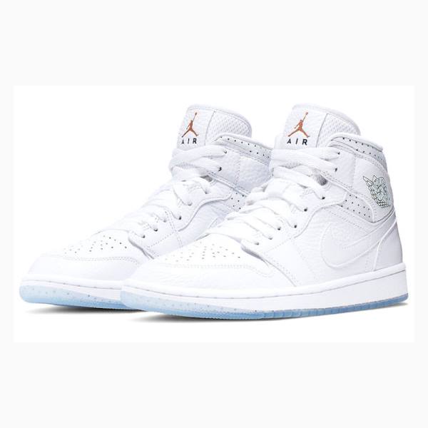 White Women's Nike Mid Basketball Shoes Air Jordan 1 | JD-537GS