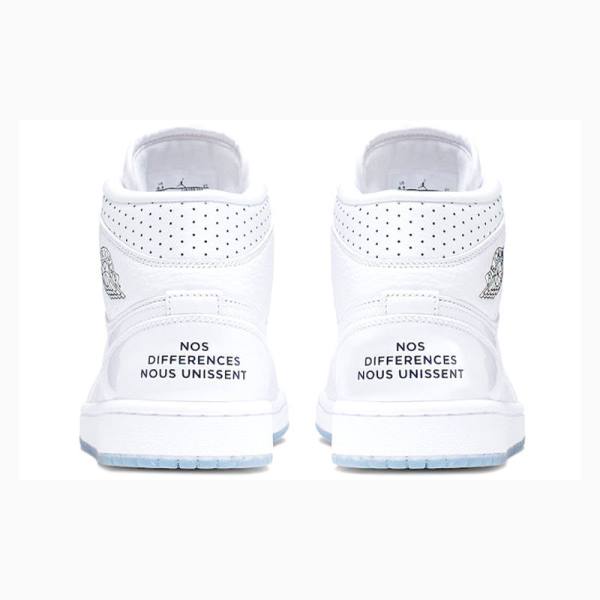 White Women's Nike Mid Basketball Shoes Air Jordan 1 | JD-537GS