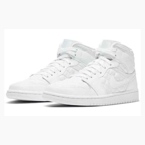 White Women's Nike Mid SE Quilted Basketball Shoes Air Jordan 1 | JD-057IX