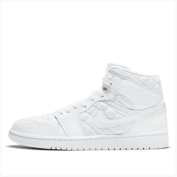 White Women\'s Nike Mid SE Quilted Basketball Shoes Air Jordan 1 | JD-057IX