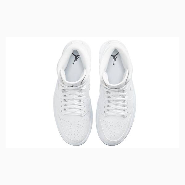 White Women's Nike Mid 'White Snakeskin'(W) Basketball Shoes Air Jordan 1 | JD-174GL