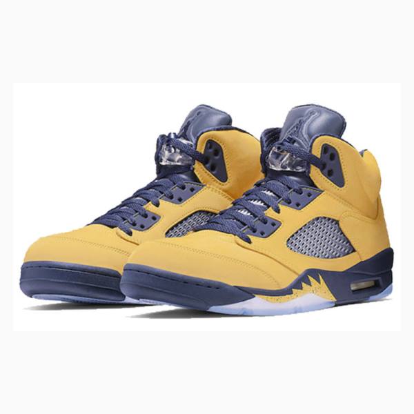 Yellow Men's Nike Retro SE Michigan Basketball Shoes Air Jordan 5 | JD-938PU